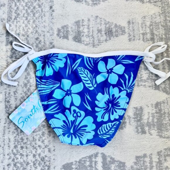 NWT 90s Y2K Vintage Blue Hawaiian Swimsuit Bikini Bottoms - Picture 2 of 3
